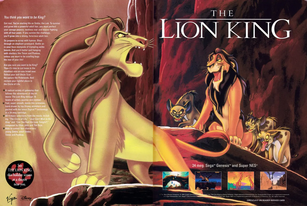 Un anuncio de revista gringa de The Lion King