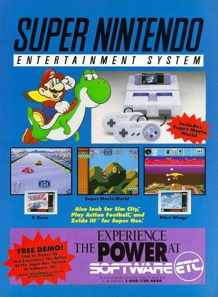 Anuncio de tienda sobre el SNES en su estreno