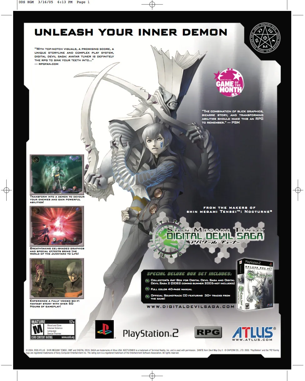 Anuncio de revista gringa de Shin Megami Tensei: Digital Devil Saga