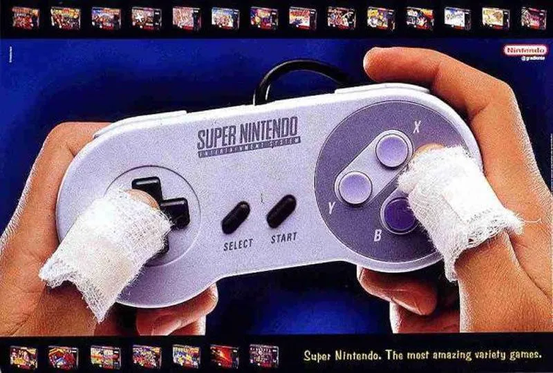 Anuncio del SNES sobre su variedad de juegos