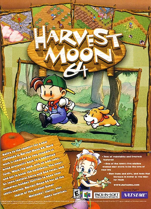 Anuncio de revista gringa de Harvest Moon 64