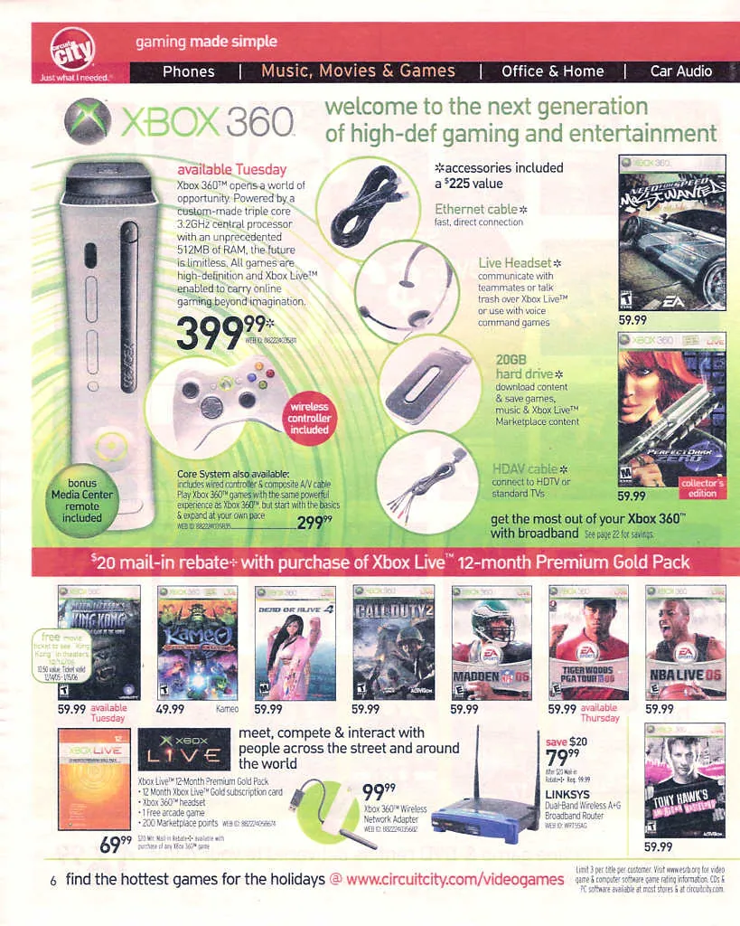 Anuncio de Xbox 360 en su lanzamiento en Circuit City
