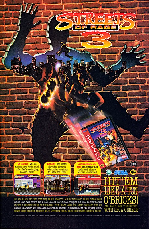 Anuncio de revista gringa de Streets of Rage 3