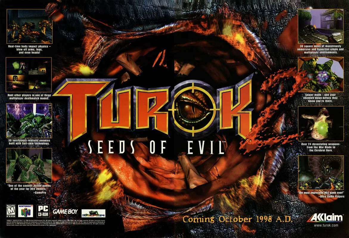 Anuncio de revista gringa de Turok 2: Seeds of Evil