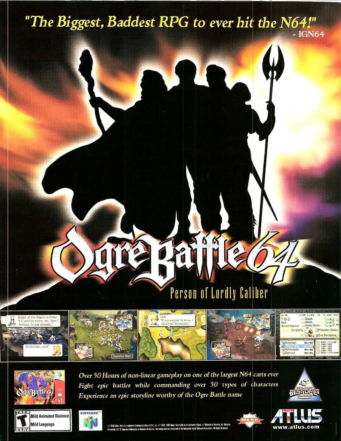 Otro anuncio de revista gringa de Ogre Battle 64