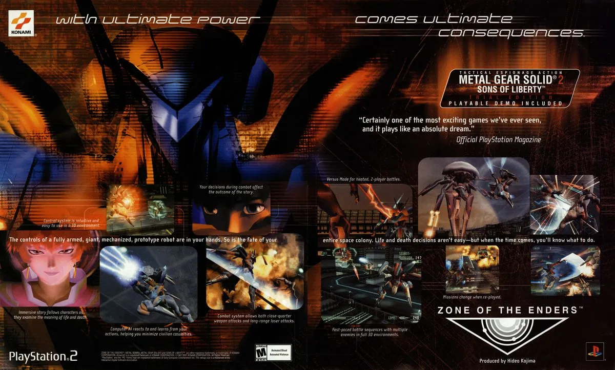 Anuncio de Zone of The Enders que trae demo de Metal Gear Solid 2: Sons of Liberty