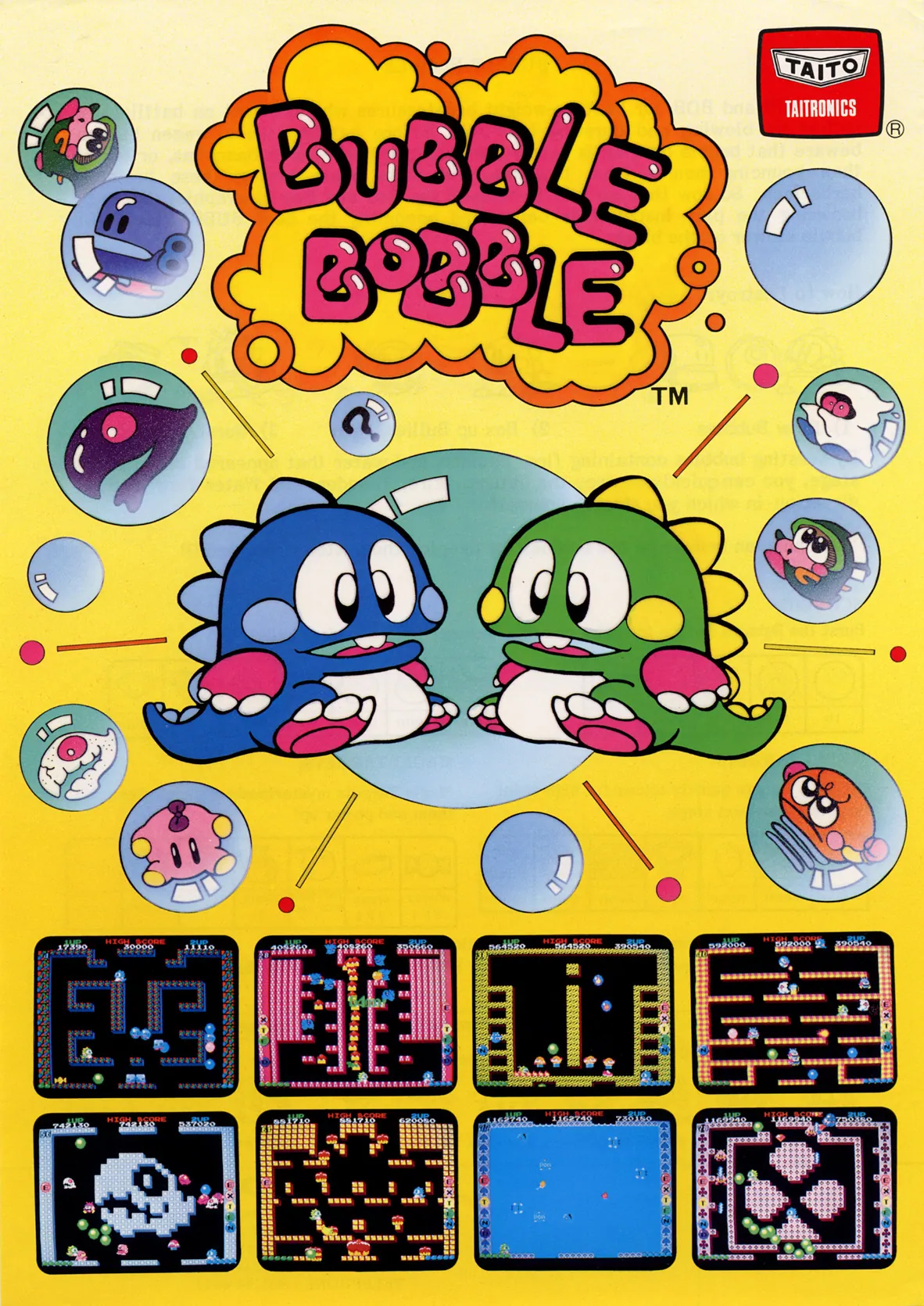 Otro de los juegos icónicos, Bubble Bobble