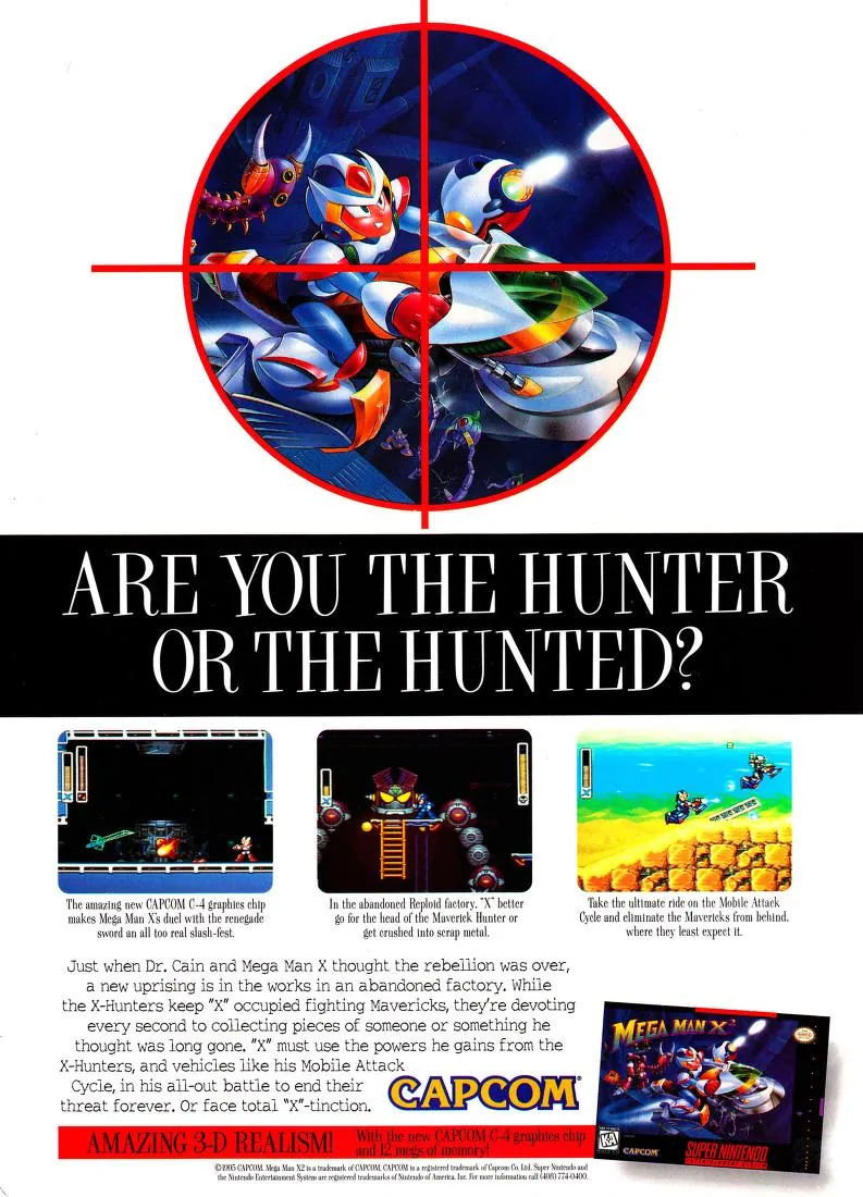 Anuncio de revista gringa de Mega Man X2