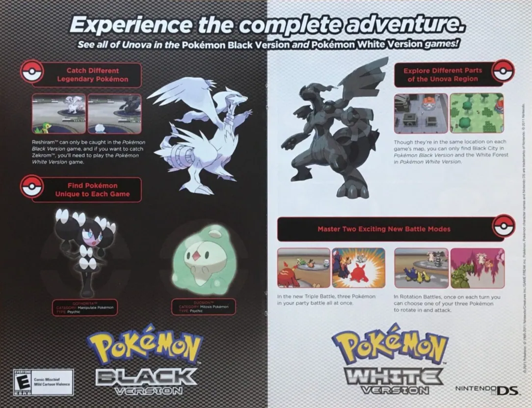 Volante promocional de Pokémon Black y Pokémon White