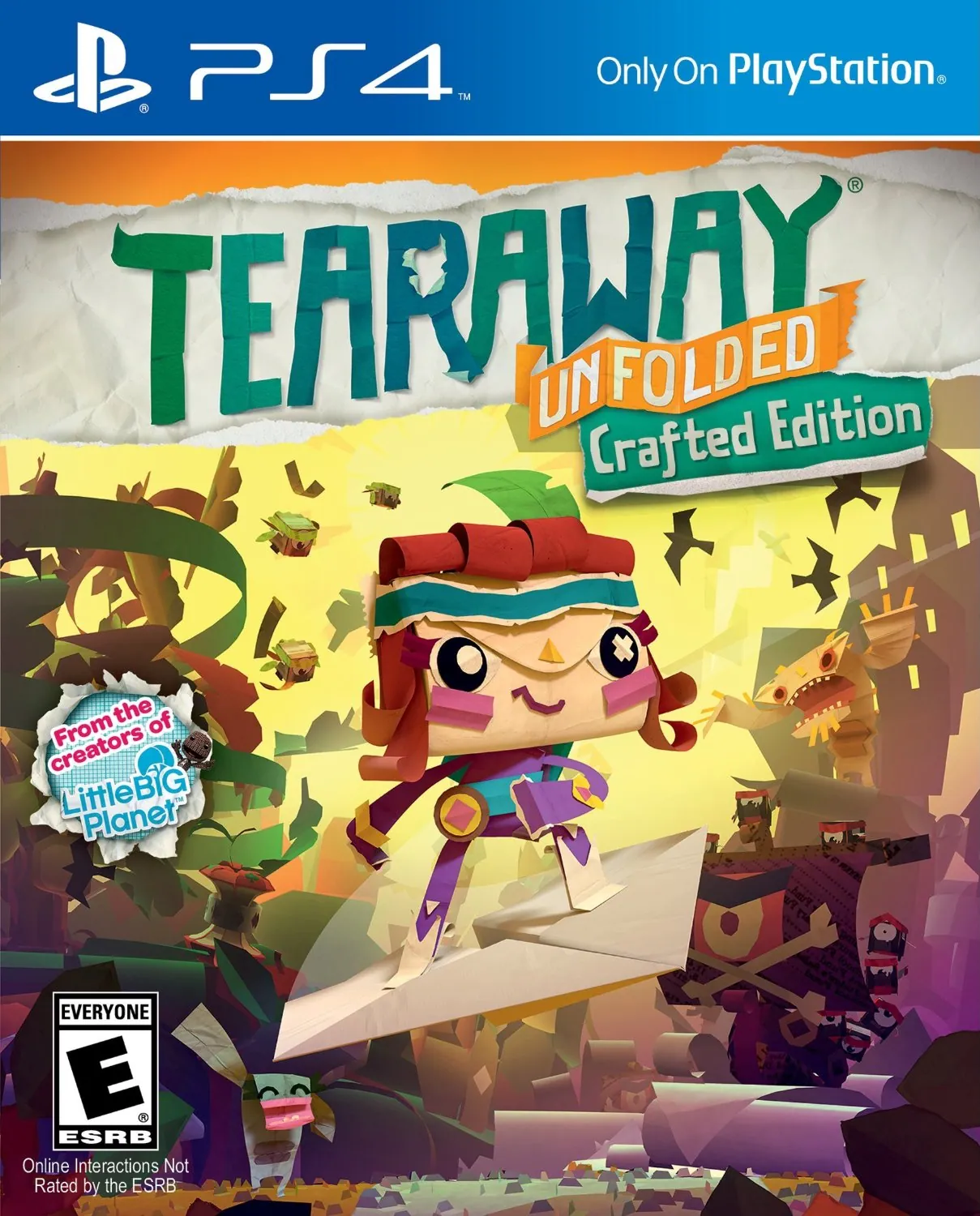Portada americana del creativo Tearaway de PS4