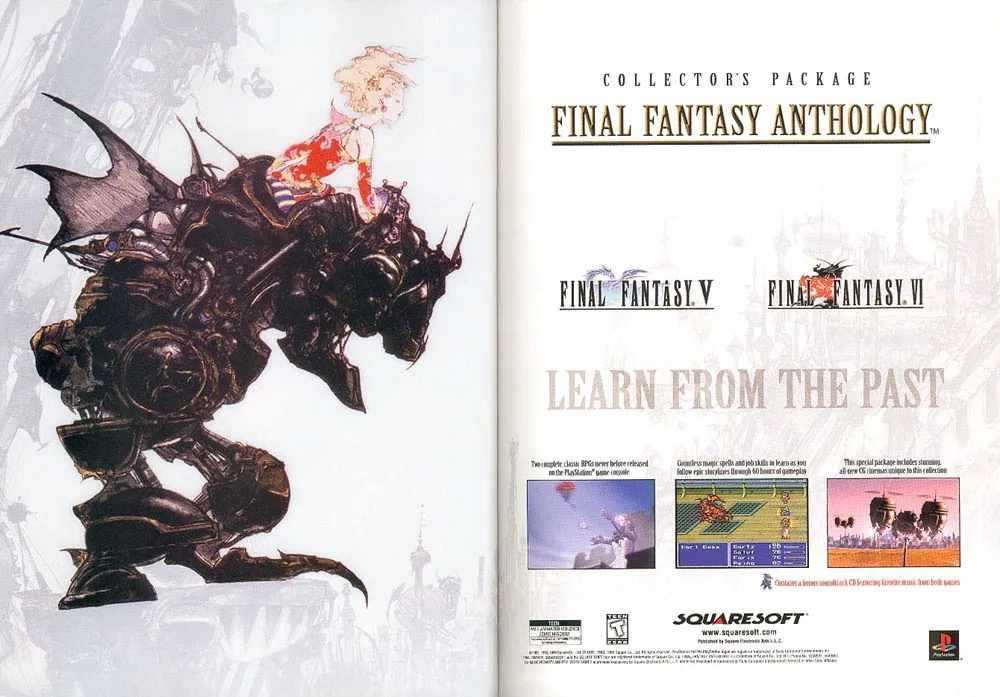 Anuncio de revista de Final Fantasy Anthology, donde salió por primera vez Final Fantasy V fuera de Japón
