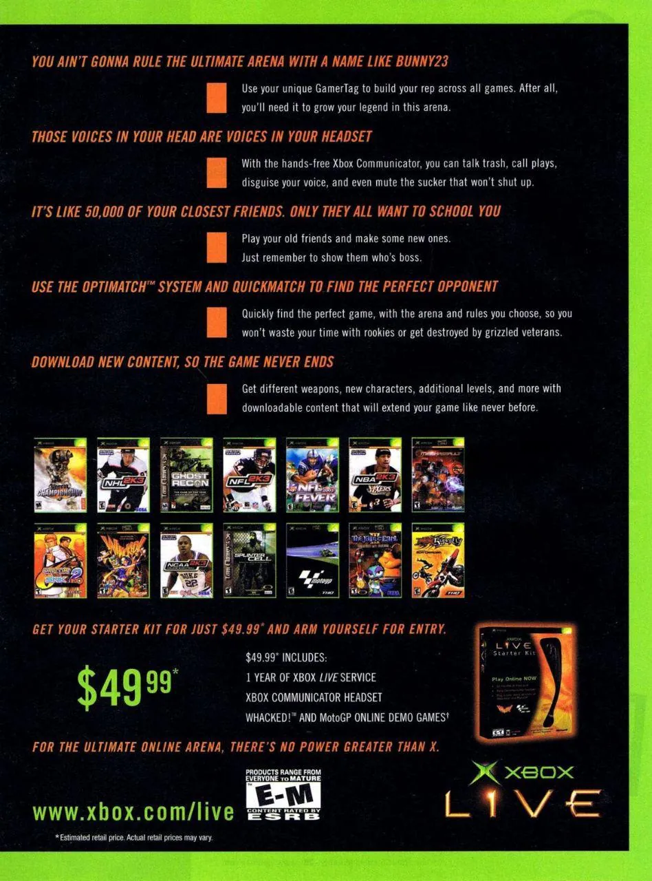 Anuncio del servicio Xbox Live