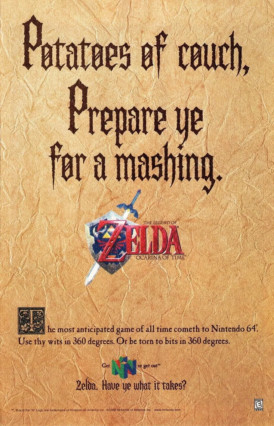Anuncio gringo de The Legend of Zelda: Ocarina of Time